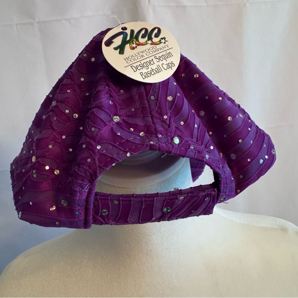 Purple Silky Baseball Cap with iridescent stones - NWT - Picture 2 of 4
